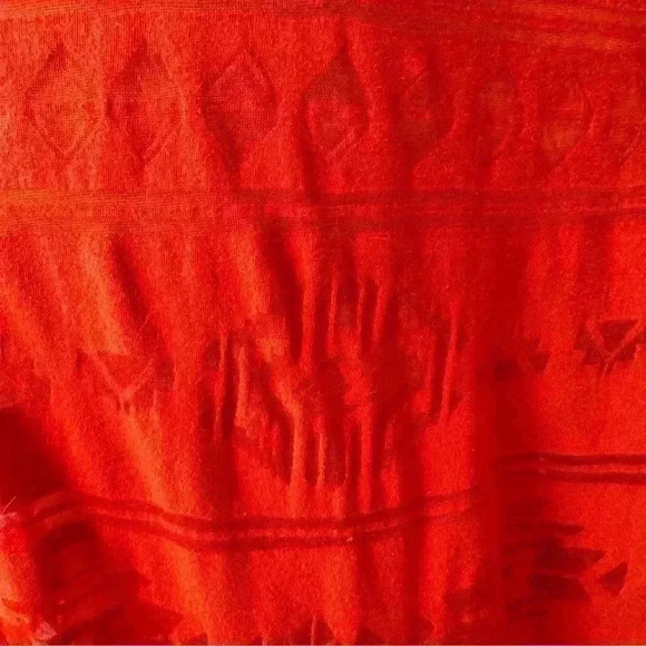 Old Navy Orange Oversized T Shirt with Burnout Aztec Tribal Print Size: Small - Picture 9 of 14